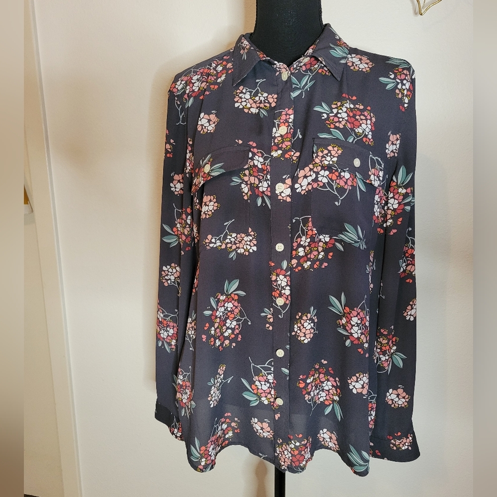 LOFT Floral Button-Up Blouse